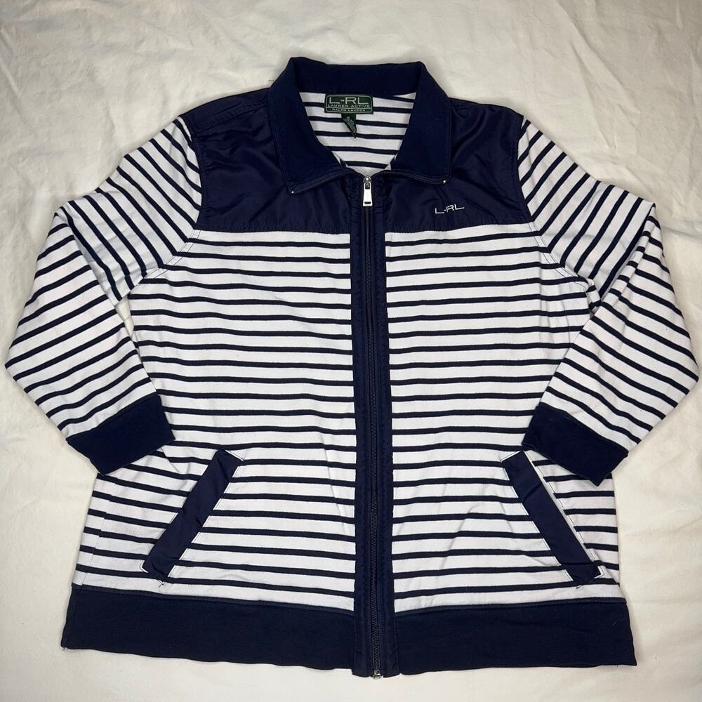 Ralph Lauren Active LRL Jacket XL Navy White Stripe Nautical Coastal Sailor 1X - Picture 10 of 14